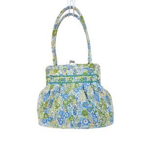 Vera Bradley Kisslock Floral Shoulder Bag Purse English Meadow Green & Yellow